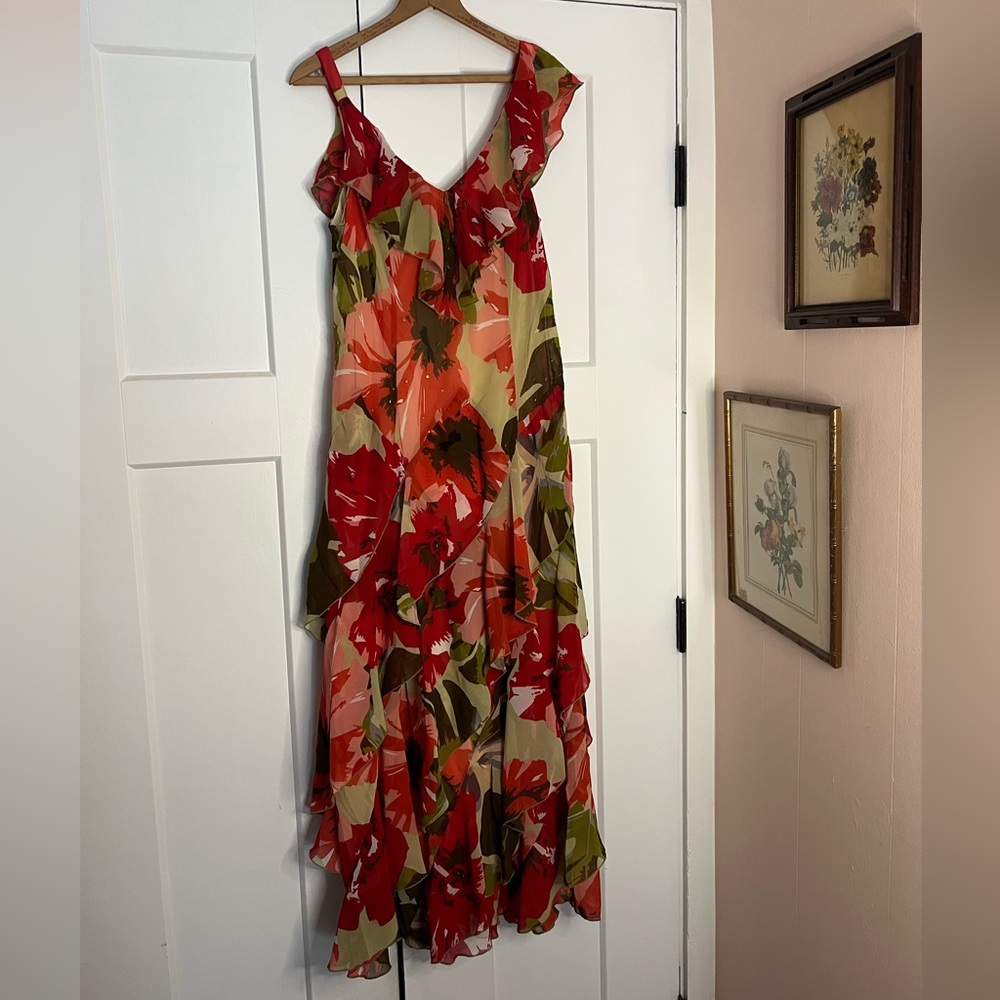 Vintage Signature by Robbie Bee Beaded Floral Handkerchief Dress